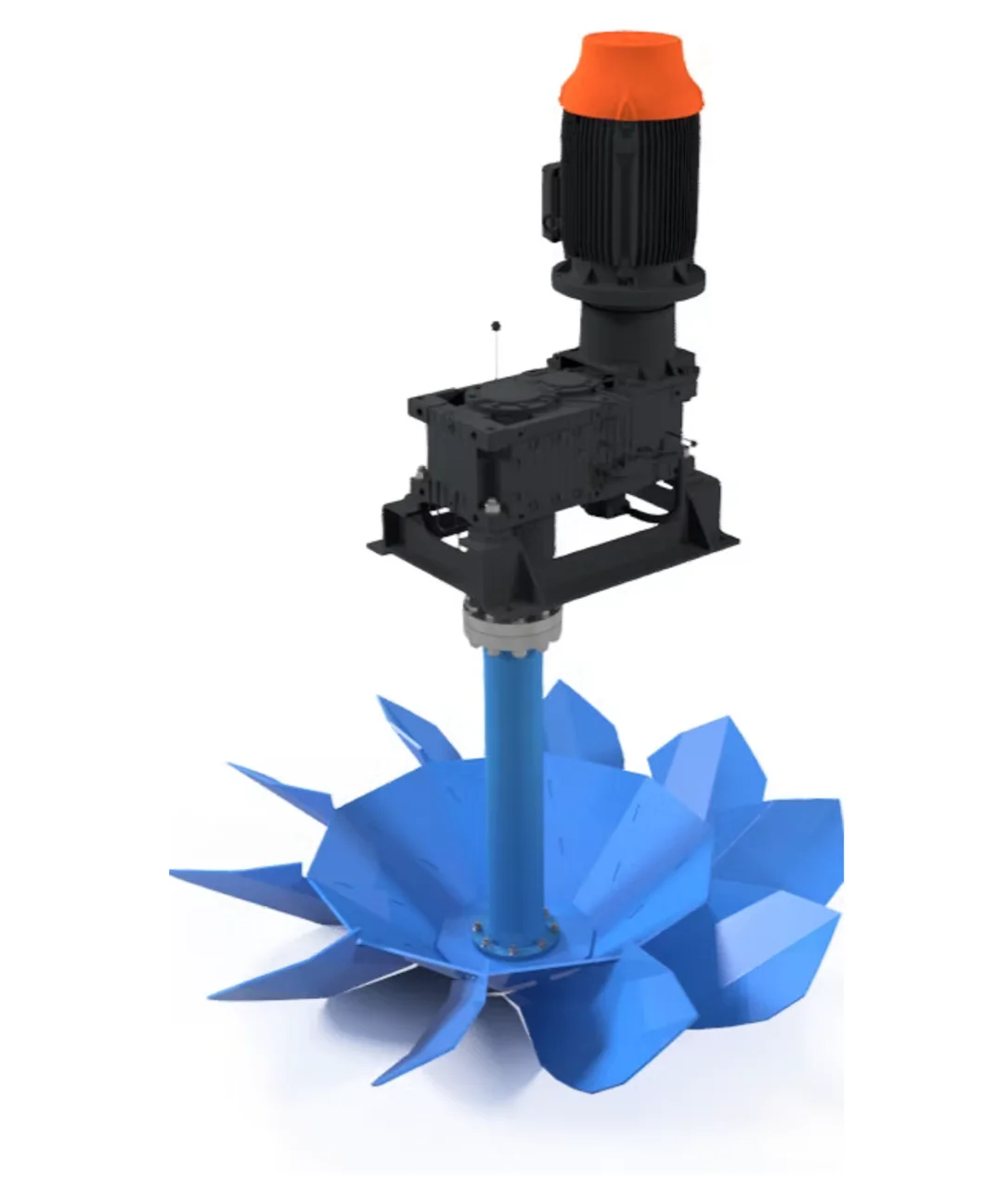 Low speed vertical shaft aerator